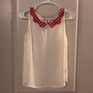 Red Polka Dot Collar tank